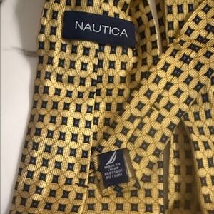 Nautica Yellow and Black Patterned Tie